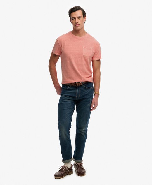 Camiseta m/c con bolsillo de aspecto desgastado Superdry Coral