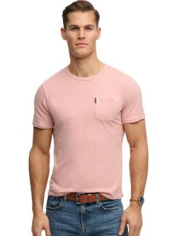 Camiseta m/c con bolsillo de aspecto envejecido Superdry Light Pink