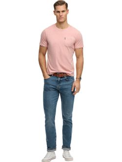 Camiseta m/c con bolsillo de aspecto envejecido Superdry Light Pink