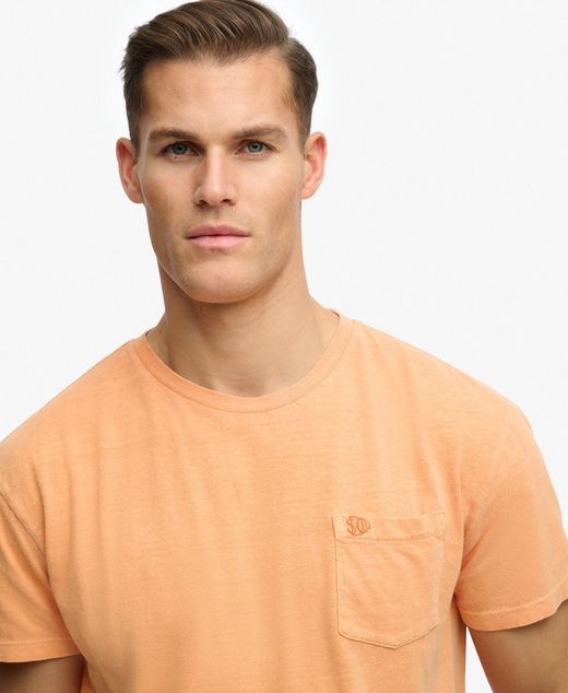 Camiseta m/c con bolsillo de aspecto envejecido Superdry Orange