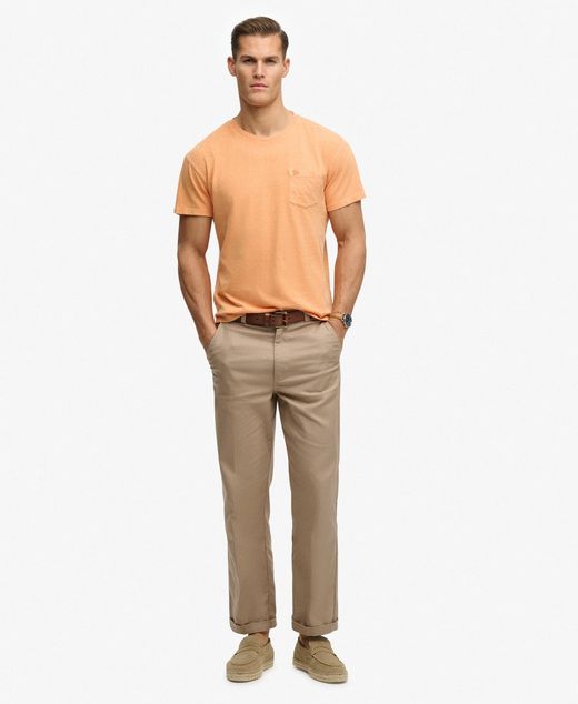 Camiseta m/c con bolsillo de aspecto envejecido Superdry Orange