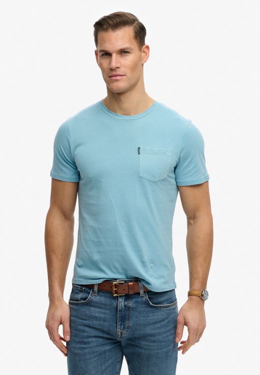 Camiseta m/c con bolsillo de aspecto envejecido Superdry Sunset Blue