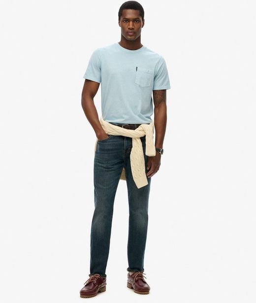 Camiseta m/c con bolsillo envejecida Superdry Washed Sunset Blue