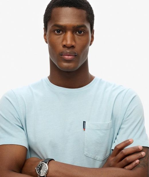 Camiseta m/c con bolsillo envejecida Superdry Washed Sunset Blue