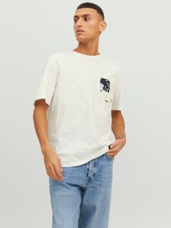 Camiseta m/c con bolsillo estampado Jack & Jones Cloud Dancer