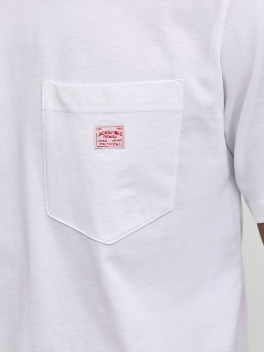 Camiseta m/c con bolsillo & etiqueta Jack & Jones Bright White