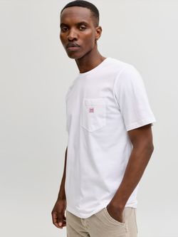 Camiseta m/c con bolsillo & etiqueta Jack & Jones Bright White