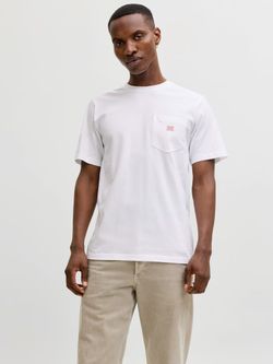 Camiseta m/c con bolsillo & etiqueta Jack & Jones Bright White