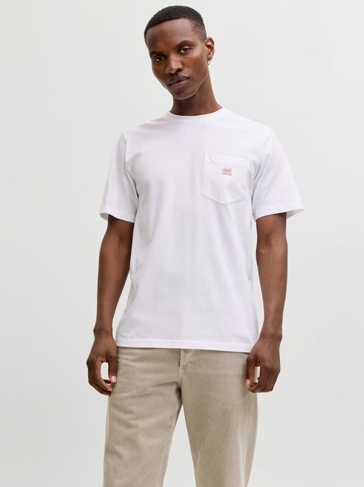 Camiseta m/c con bolsillo & etiqueta Jack & Jones Bright White