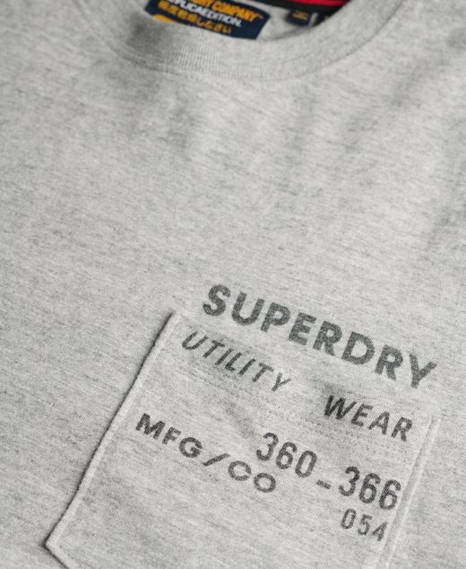 Camiseta m/c con bolsillo jaspeada Superdry Grey