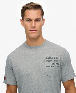 Camiseta m/c con bolsillo jaspeada Superdry Grey