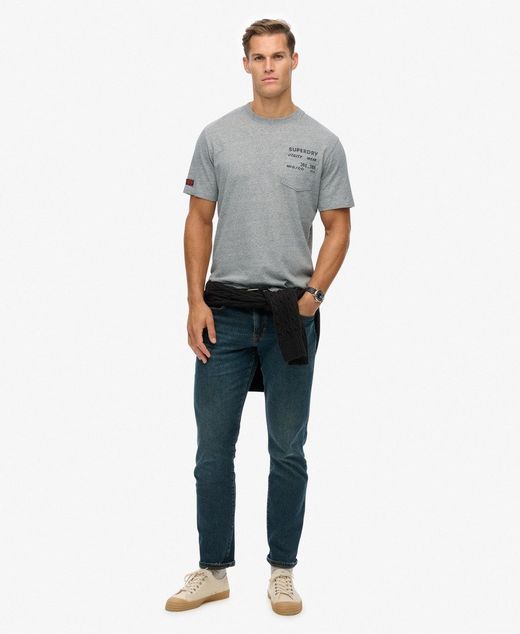 Camiseta m/c con bolsillo jaspeada Superdry Grey