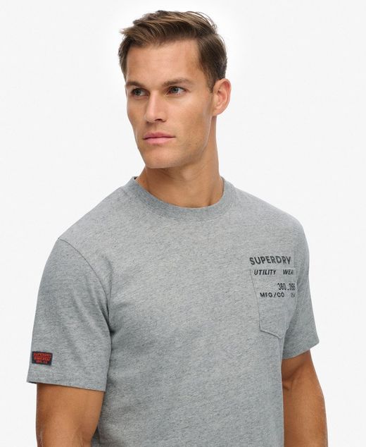 Camiseta m/c con bolsillo jaspeada Superdry Grey
