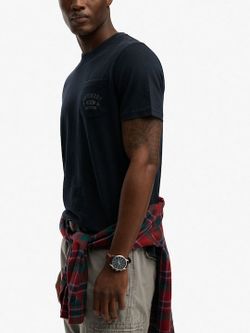 Camiseta m/c con bolsillo y backprint Superdry Eclipse Navy