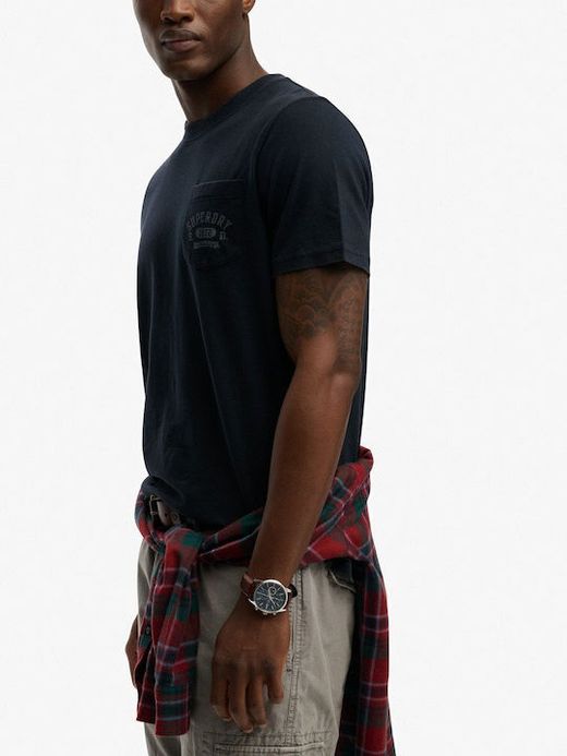 Camiseta m/c con bolsillo y backprint Superdry Eclipse Navy