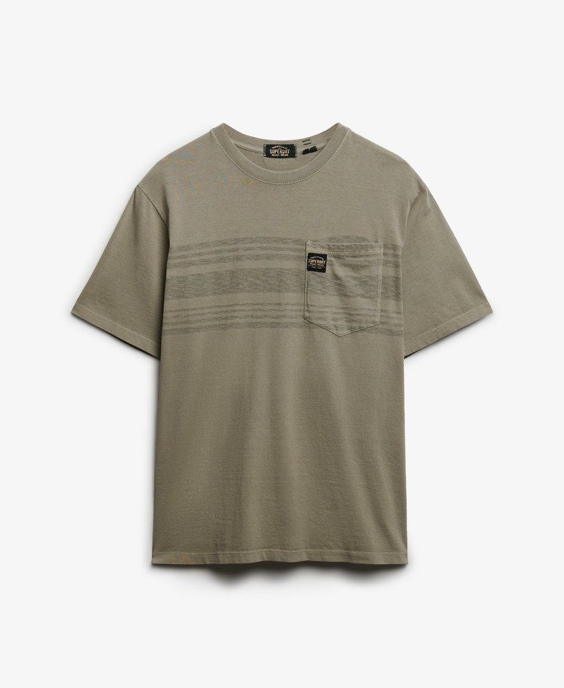 Camiseta m/c con bolsillo y rayas Superdry Washed Vintage Kakhi 4XL