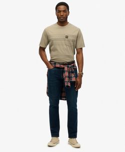 Camiseta m/c con bolsillo y rayas Superdry Washed Vintage Kakhi