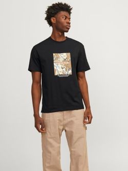 Camiseta m/c con cuadro print floral Jack & Jones Black