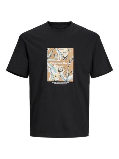 Camiseta m/c con cuadro print floral Jack & Jones Black 4XL