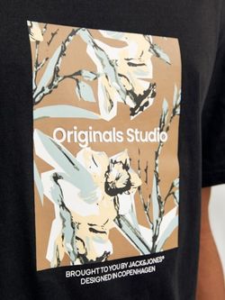 Camiseta m/c con cuadro print floral Jack & Jones Black