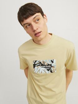 Camiseta m/c con cuadro print floral Jack & Jones Italian Straw