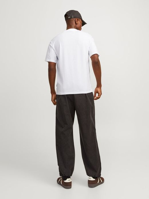 Camiseta m/c con cuadro print hojas Jack & Jones Bright White