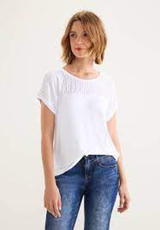 Camiseta m/c con detalle calado Street One White