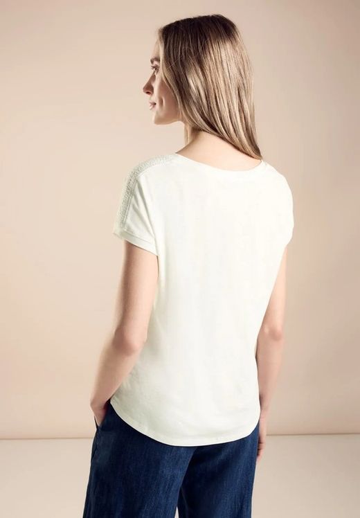 Camiseta m/c con detalle engomado "garden of blossom" Street One Off White