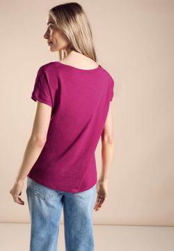 Camiseta m/c con detalle engomado "garden of blossom" Street One Pink