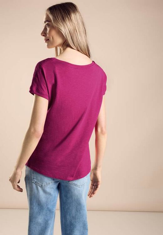 Camiseta m/c con detalle engomado "garden of blossom" Street One Pink