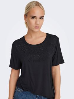 Camiseta m/c con detalles brillantes Only Black