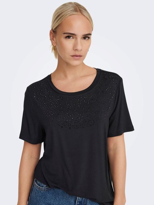 Camiseta m/c con detalles brillantes Only Black