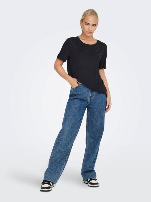 Camiseta m/c con detalles brillantes Only Black