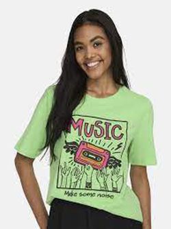 Camiseta m/c con dibujo cassette Only Green