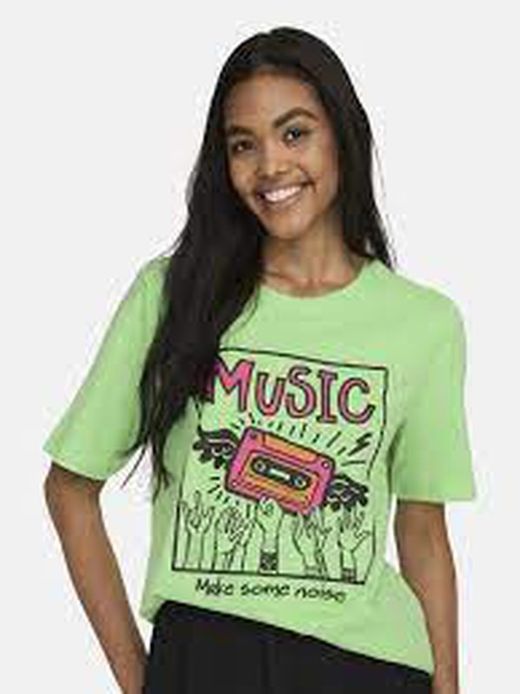 Camiseta m/c con dibujo cassette Only Green