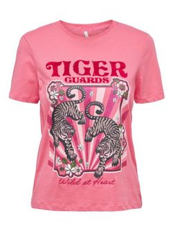 Camiseta m/c con dibujo flocado Only Rose