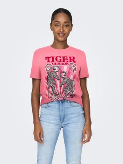 Camiseta m/c con dibujo flocado Only Rose