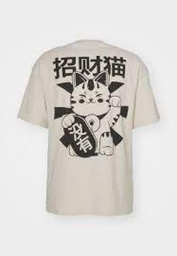 Camiseta m/c con dibujo gato de la suerte Jack & Jones Moonbean