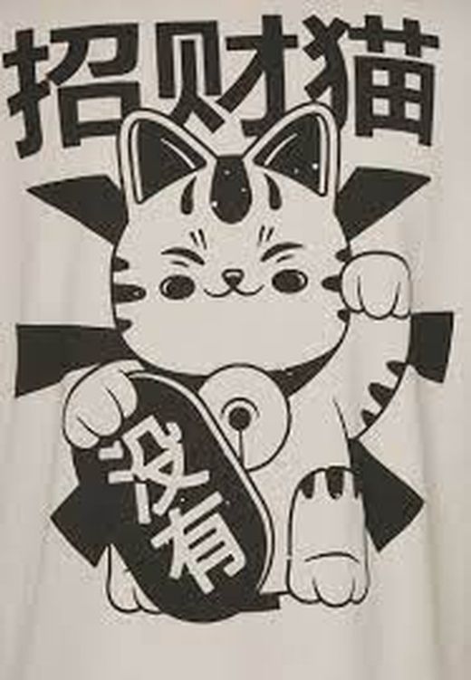 Camiseta m/c con dibujo gato de la suerte Jack & Jones Moonbean