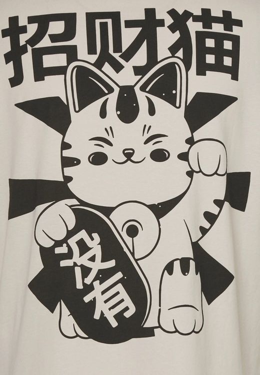 Camiseta m/c con dibujo gato de la suerte Jack & Jones Moonbean