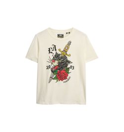 Camiseta m/c con dibujo tattoo multicolor Superdry Off White