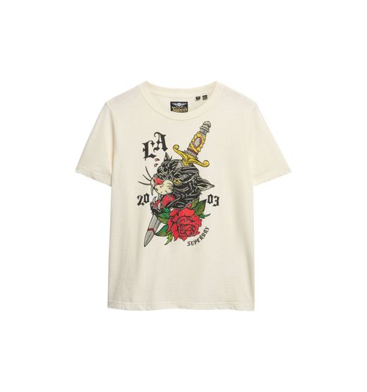 Camiseta m/c con dibujo tattoo multicolor Superdry Off White