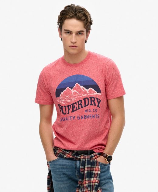 Camiseta m/c con dibujo tricolor montañas Superdry Red