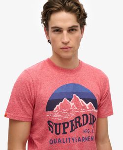 Camiseta m/c con dibujo tricolor montañas Superdry Red