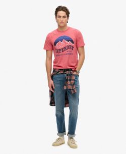 Camiseta m/c con dibujo tricolor montañas Superdry Red