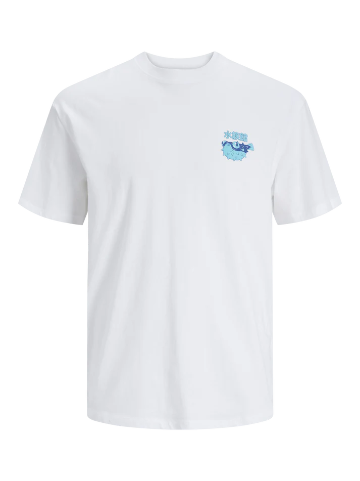 Camiseta m/c con dibujos comics manga Jack & Jones Bright White 4XL