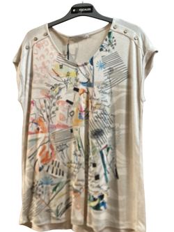 Camiseta m/c con dibujos florales Kalisson Beige