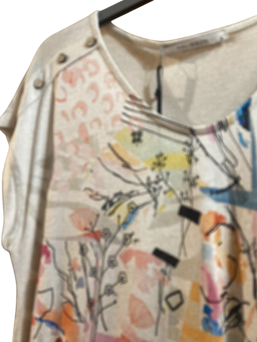 Camiseta m/c con dibujos florales Kalisson Beige