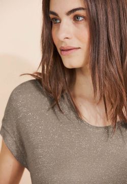 Camiseta m/c con efecto metalizado Street One Beige