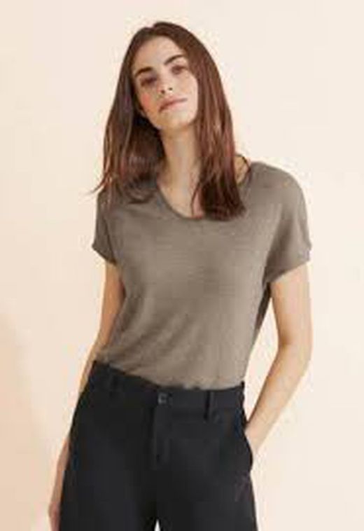 Camiseta m/c con efecto metalizado Street One Beige